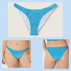 PINK Victoria Secret Bikini Bottom Womens Brazilian Blue Shimmer M